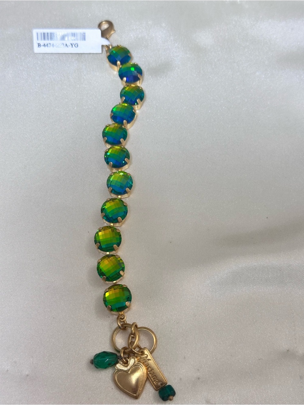 Mariana Gold-Tone Bracelet with Green and Blue Faceted Stones